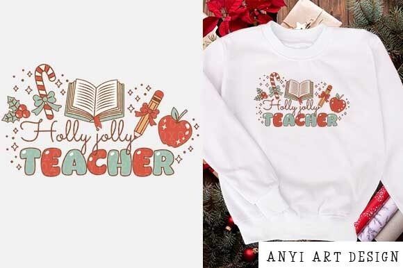 Download Retro Christmas Teacher Sublimation PNG - Retro christmas Collection