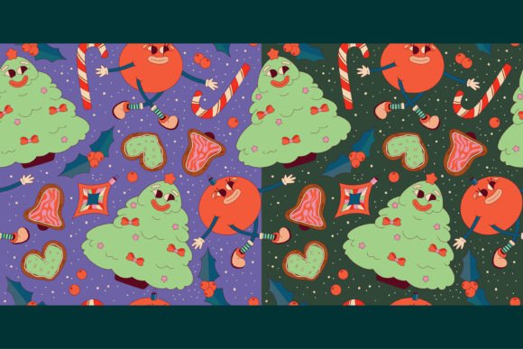Download 2 Retro Christmas Seamless Pattern - Retro christmas Collection