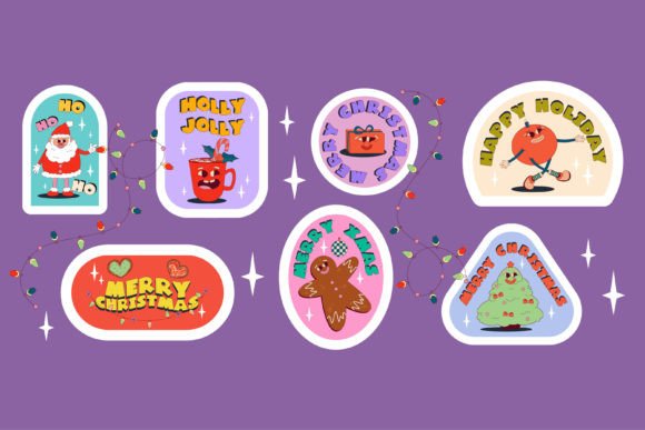 Download Funny Groovy Retro Christmas Character - Retro christmas Collection